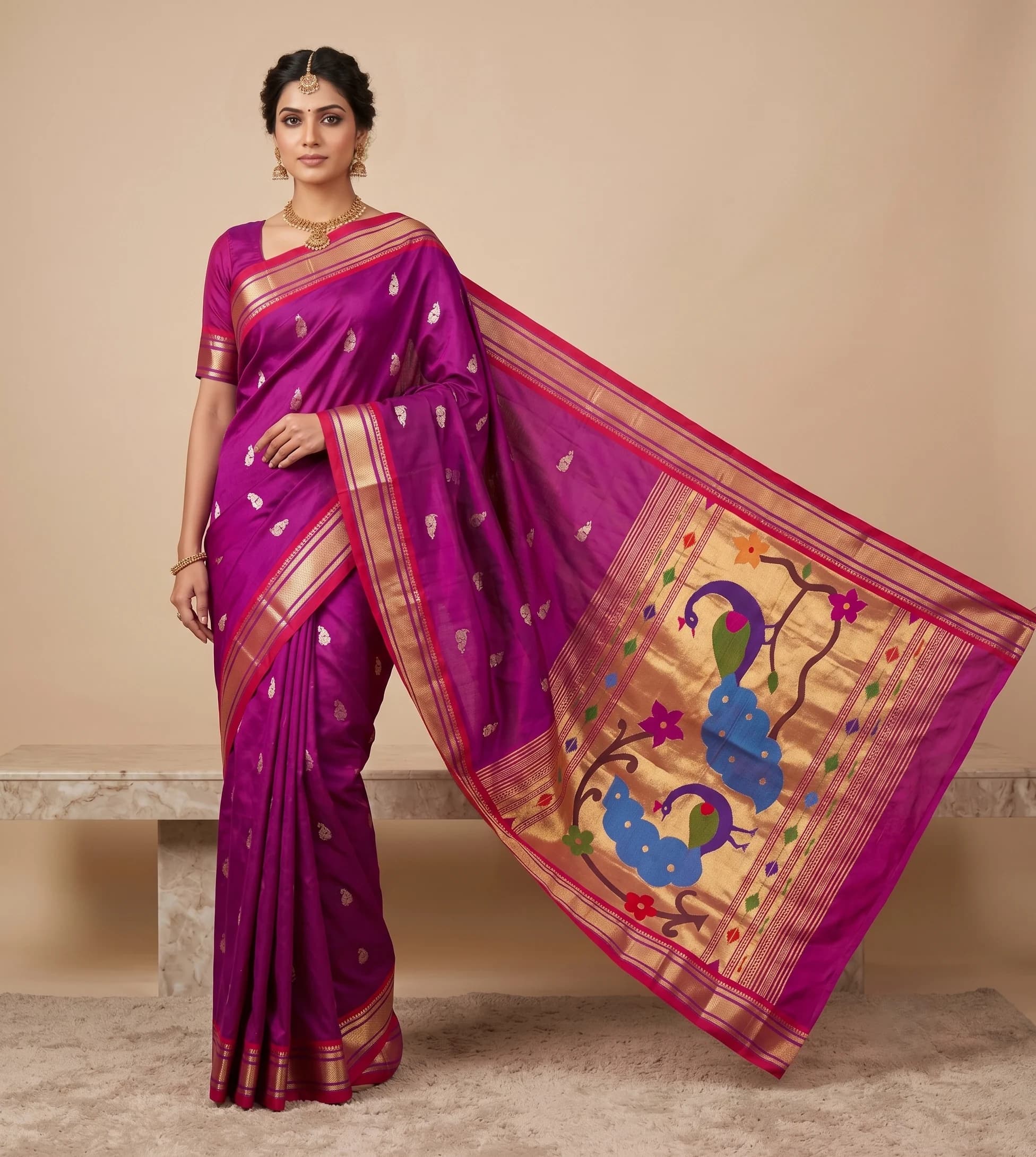 Fancy Pallu Paithani - Royal Purple