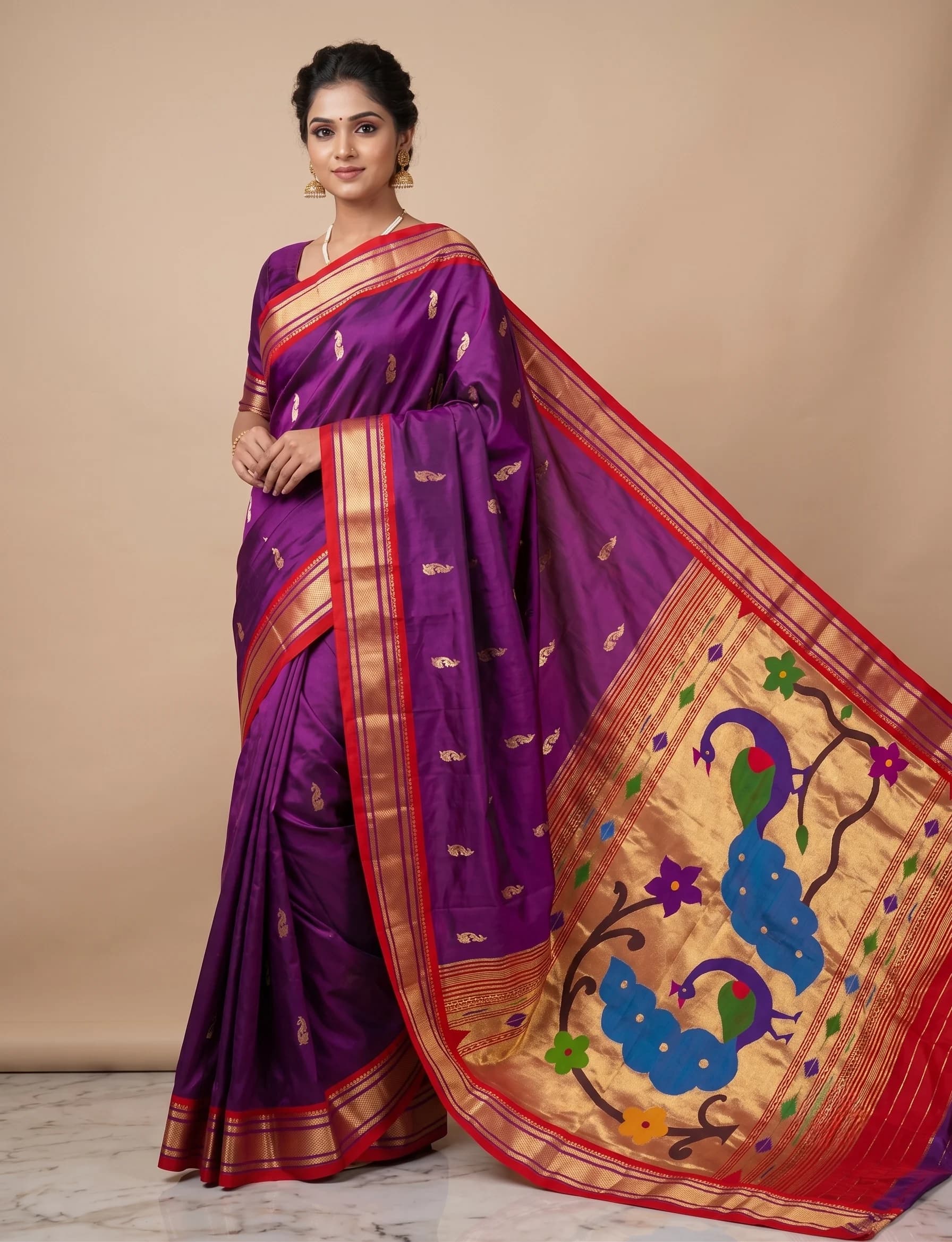 Fancy Pallu Paithani - Rani Pink