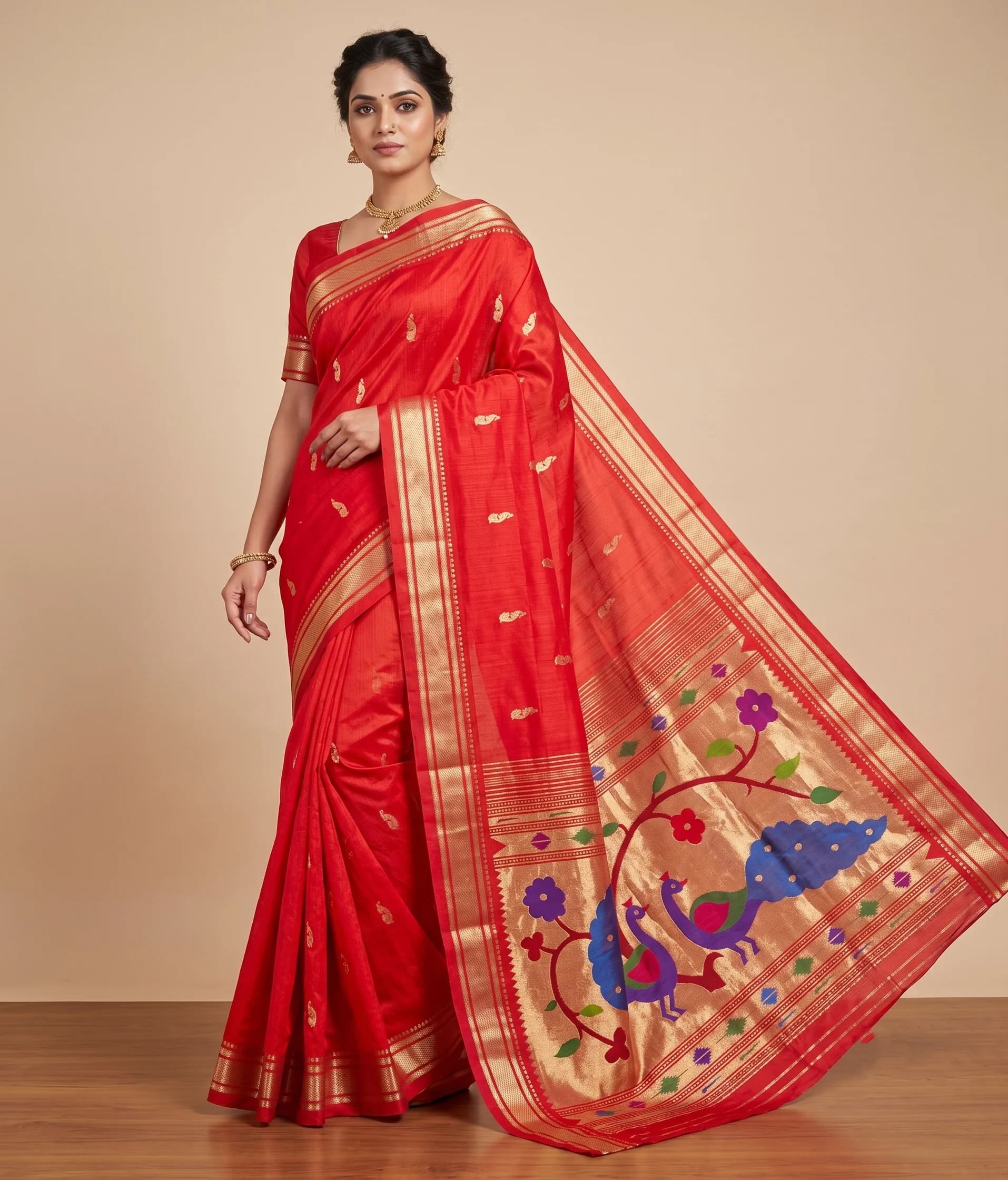 Fancy Pallu Paithani - Orange