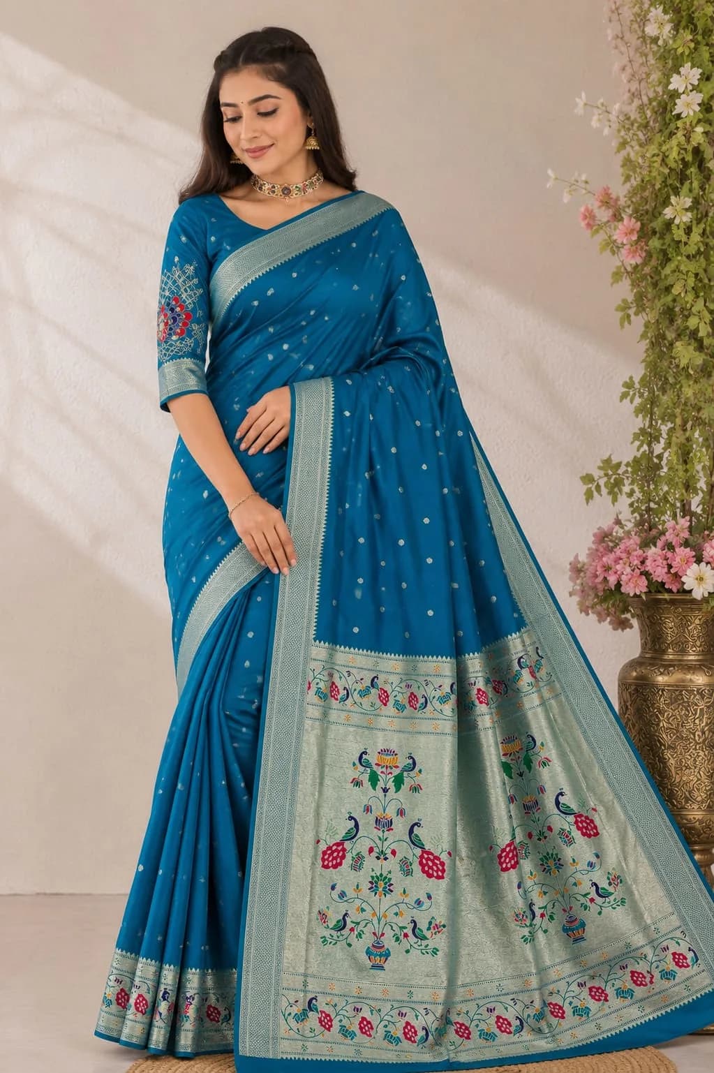 Kalanjali Sarees - Peacock Blue