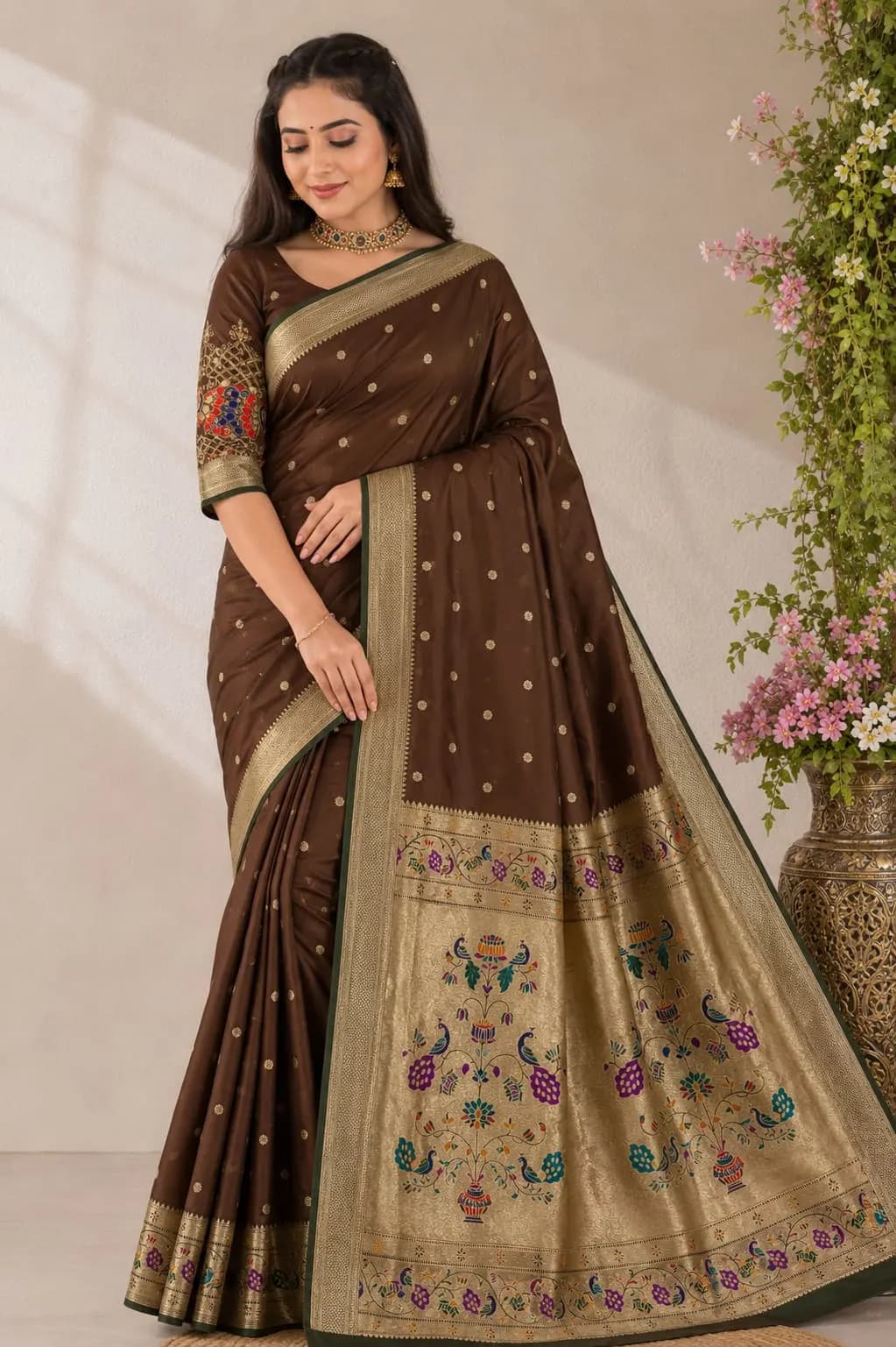 Kalanjali Sarees - Chocolate Brown