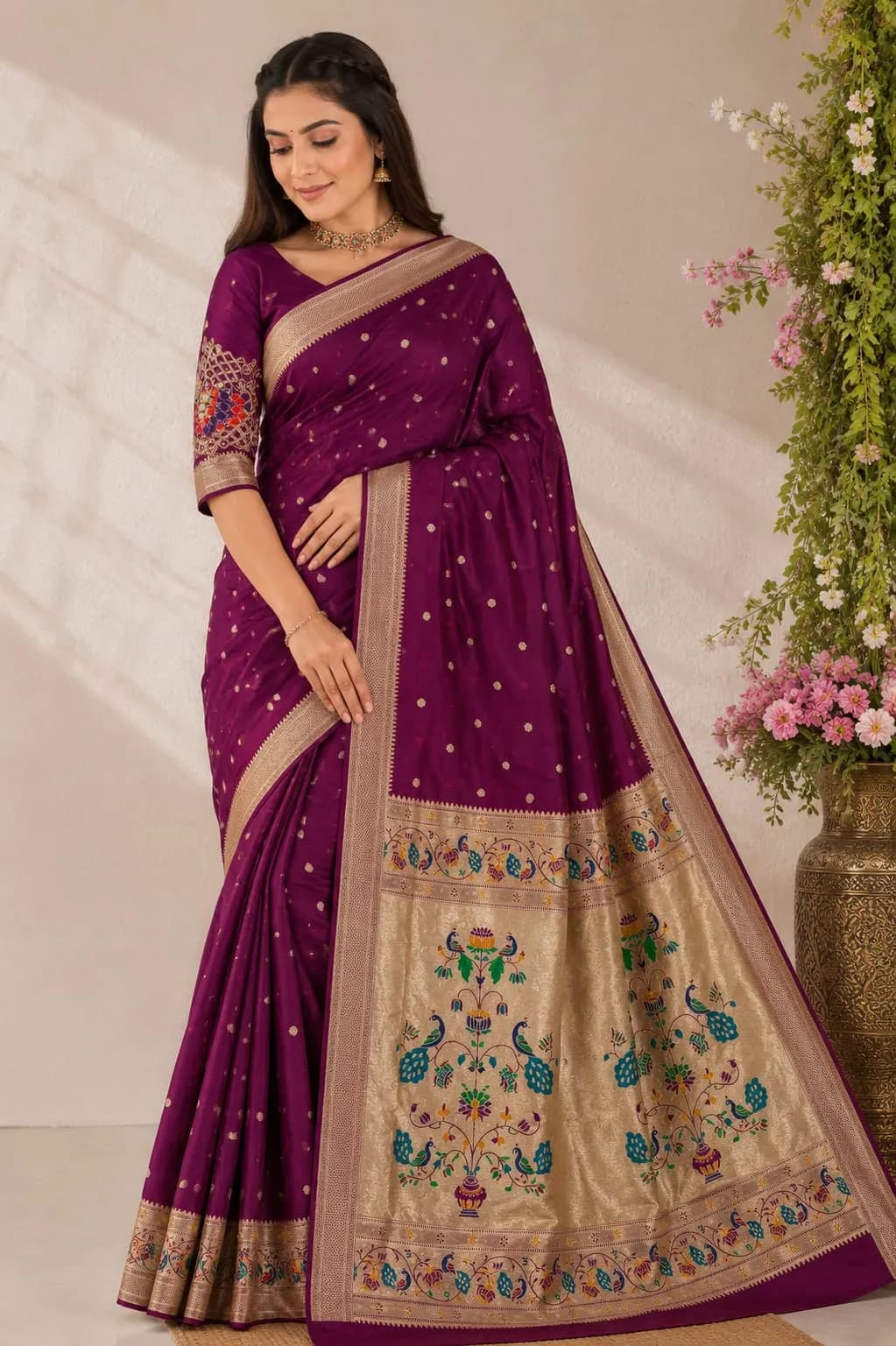 Kalanjali Sarees - Wine Purple