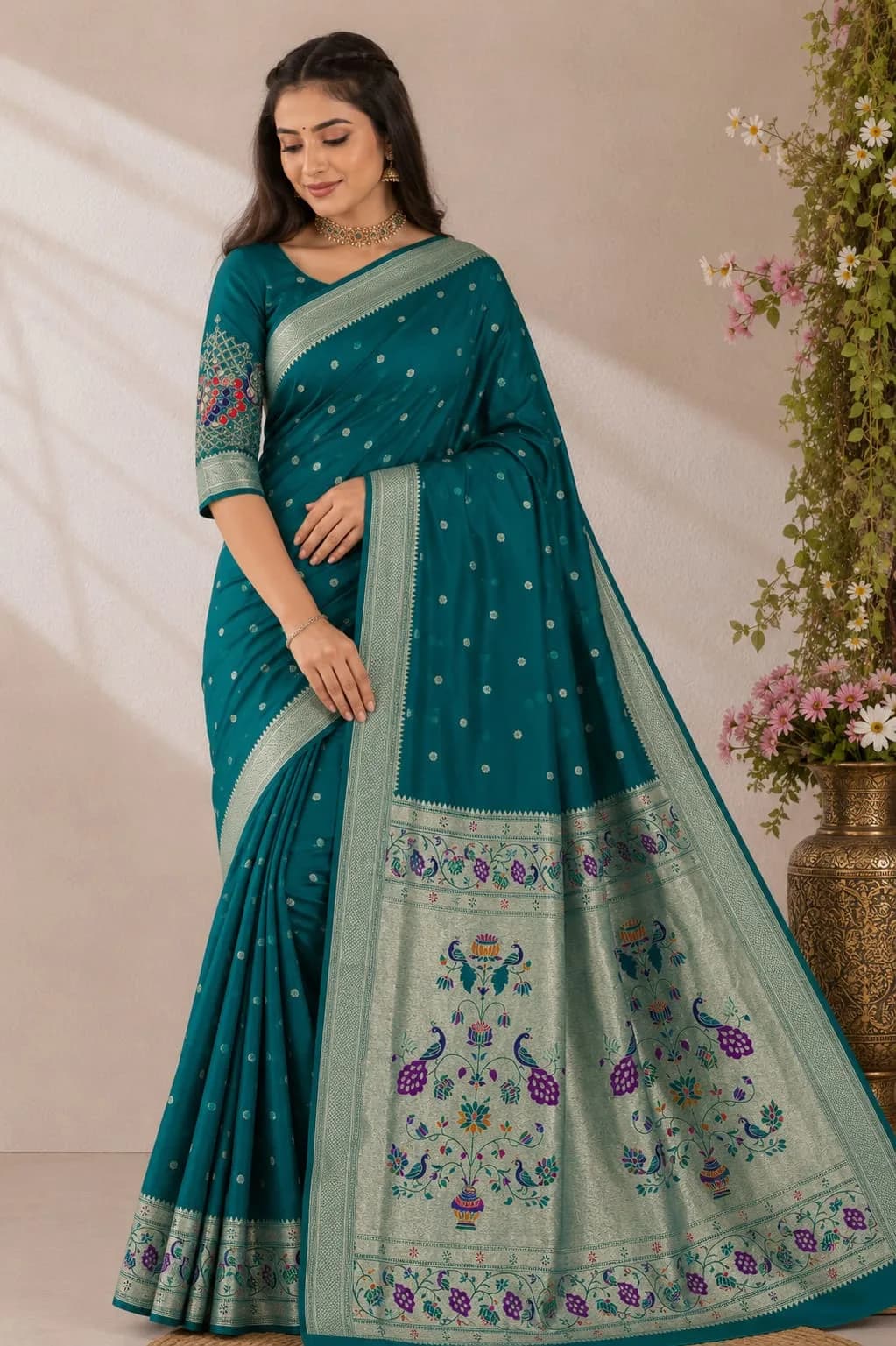 Kalanjali Sarees - Teal Green