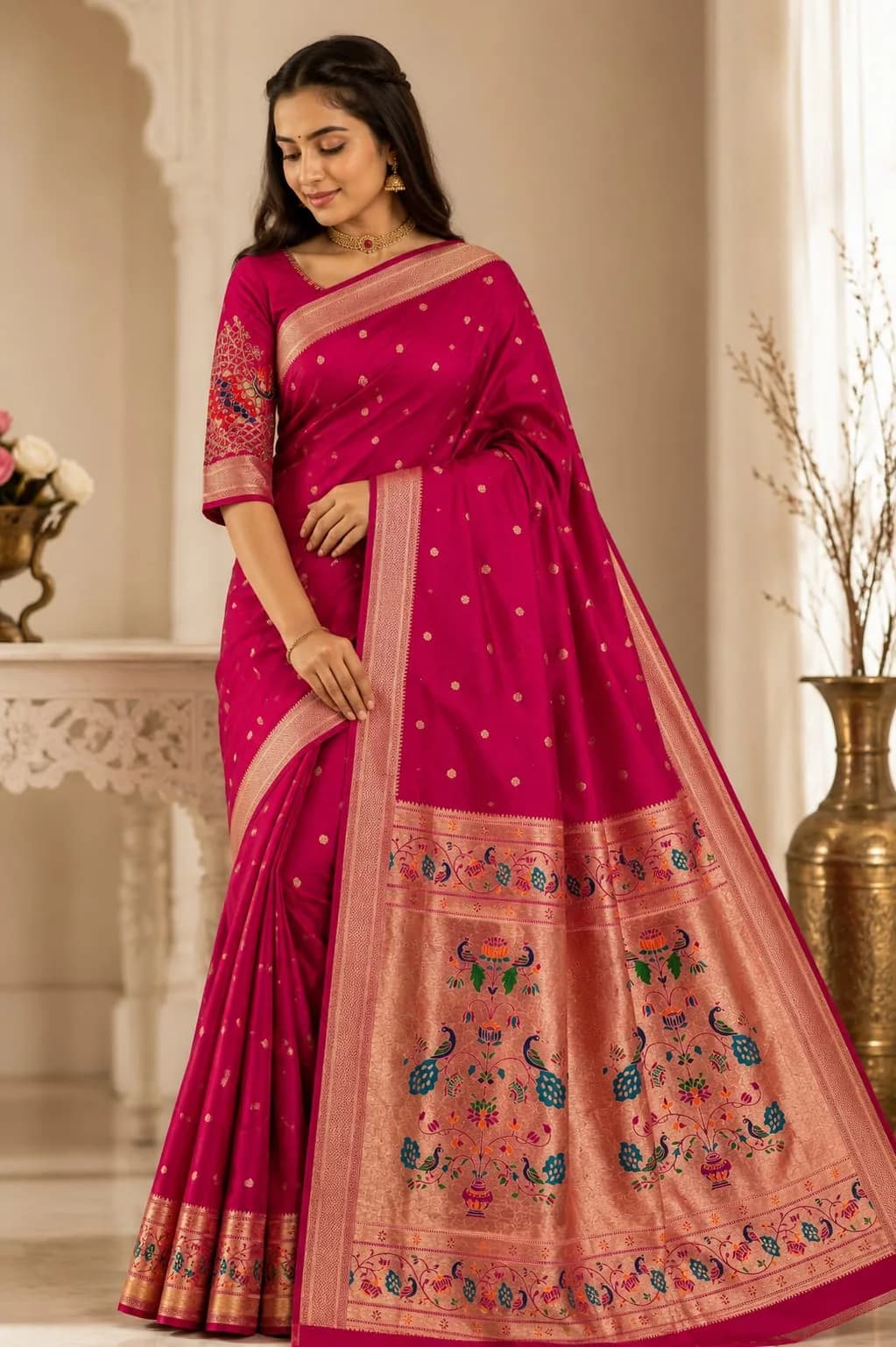 Kalanjali Sarees - Dark Rani Pink