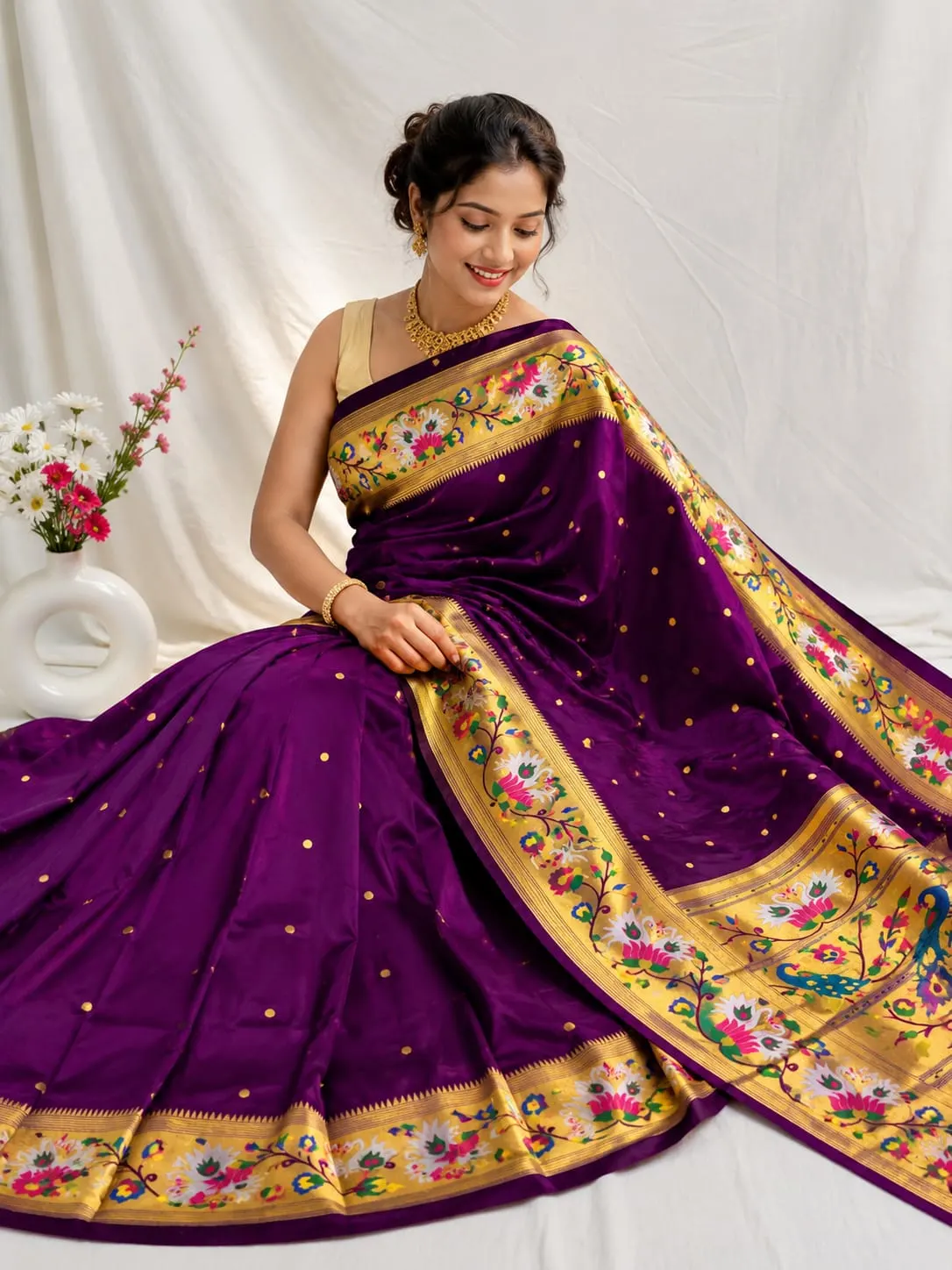 Rajhuns Paithani Saree - Deep Violet