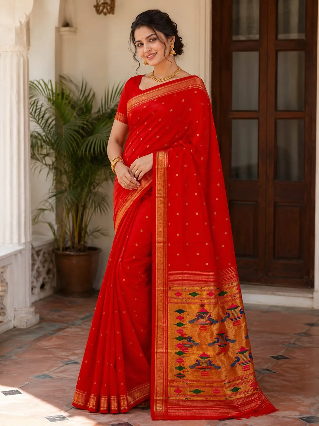Double Pallu Saree - Yellow