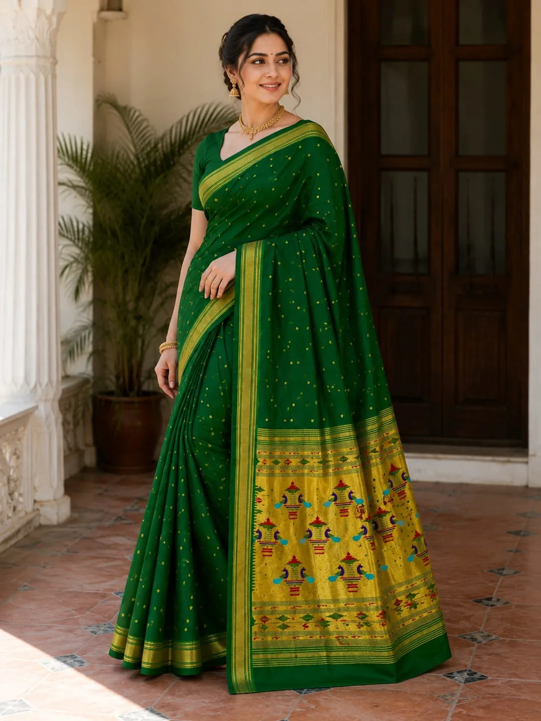 Double Pallu Saree - Gold
