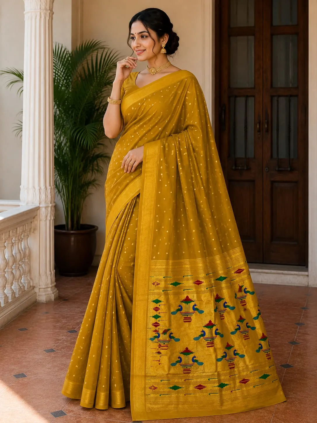 Double Pallu Saree - Magenta