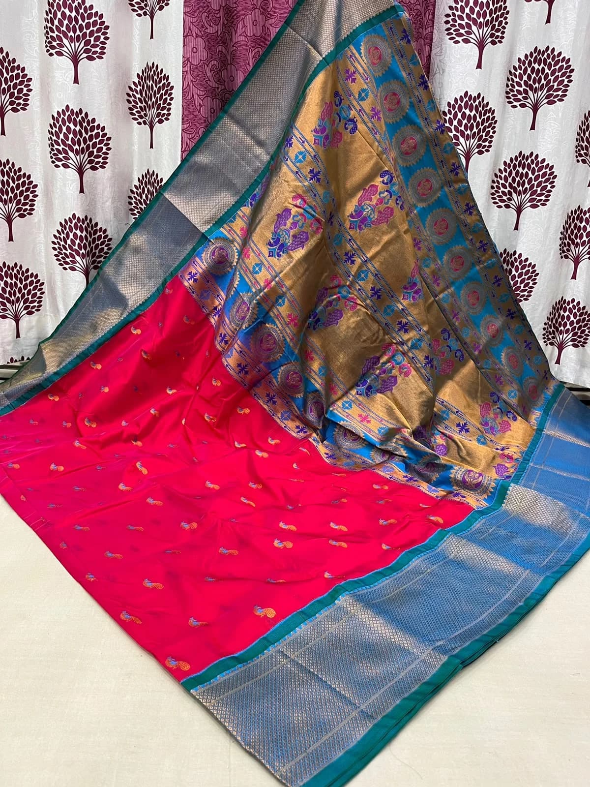 Kalyani Paithani Saree - Rani Pink