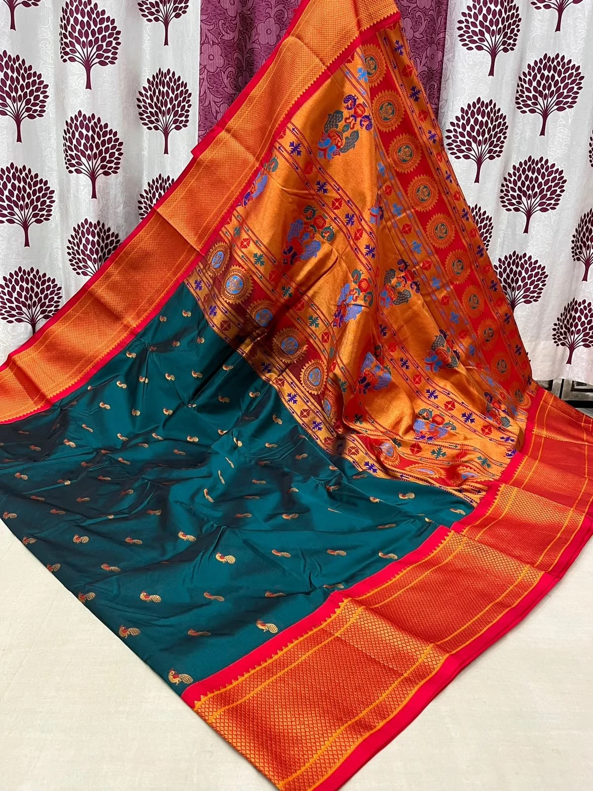 Kalyani Paithani Saree - Lime Green