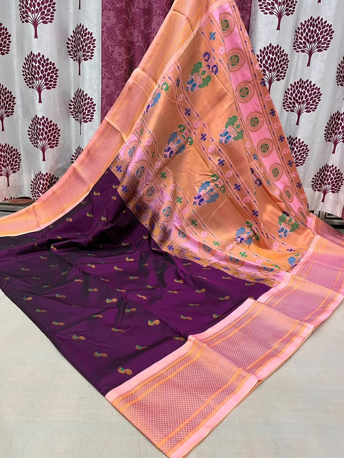 Kalyani Paithani Saree - Bright Pink