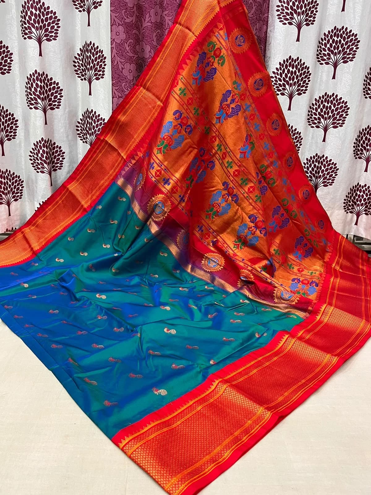 Kalyani Paithani Saree - Saffron Orange