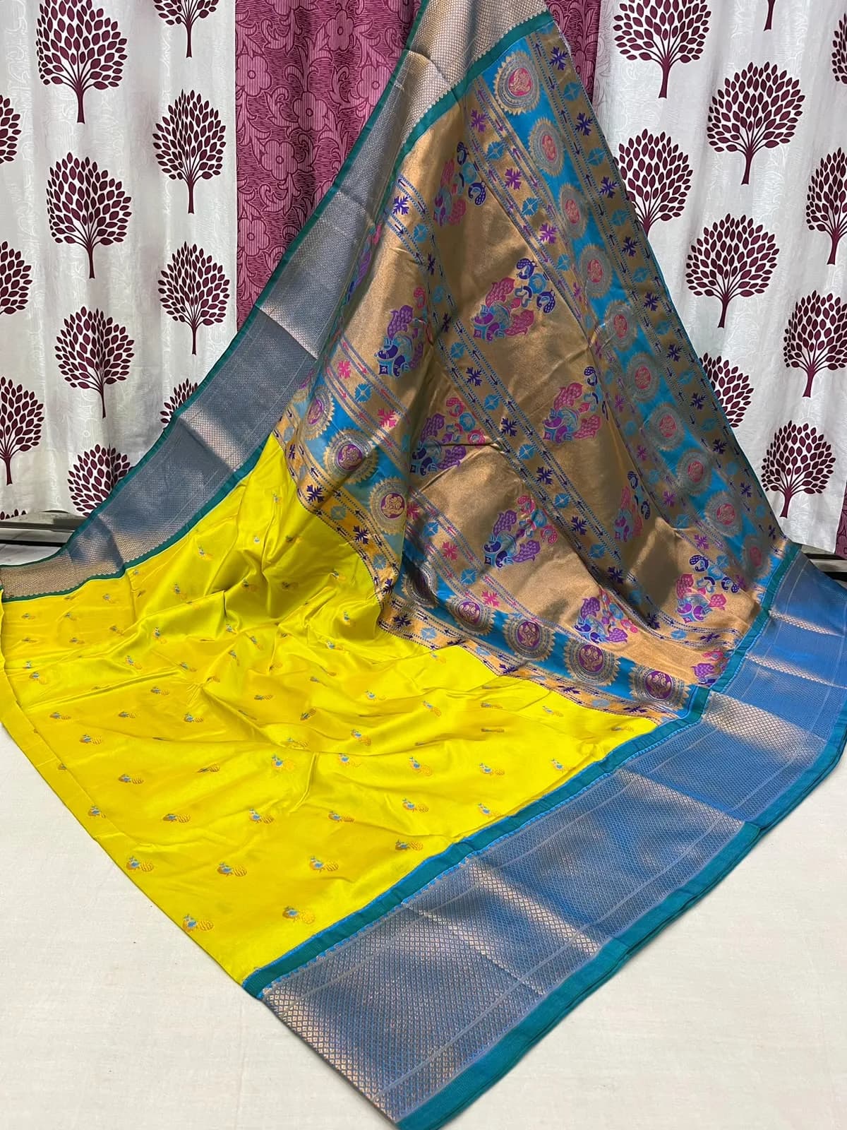 Kalyani Paithani Saree - Bright Yellow