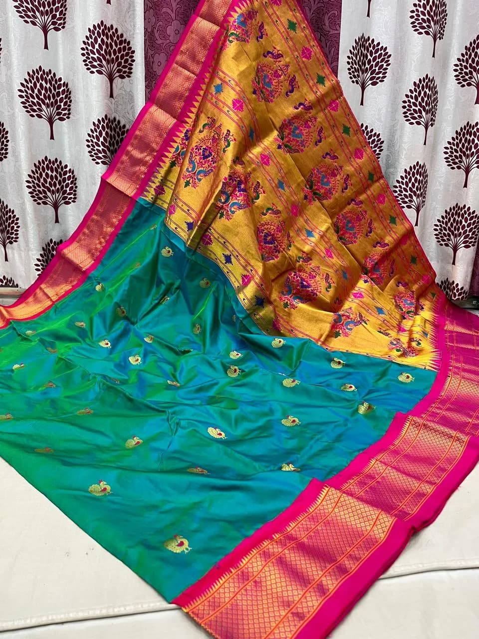 Kadiyal Paithani - Peacock Blue