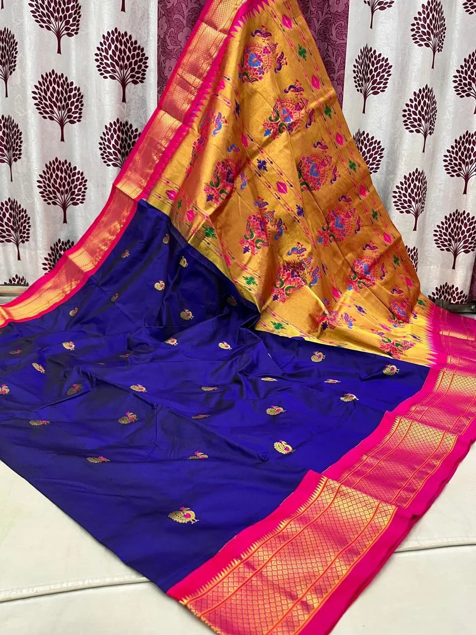 Kadiyal Paithani - Royal Blue