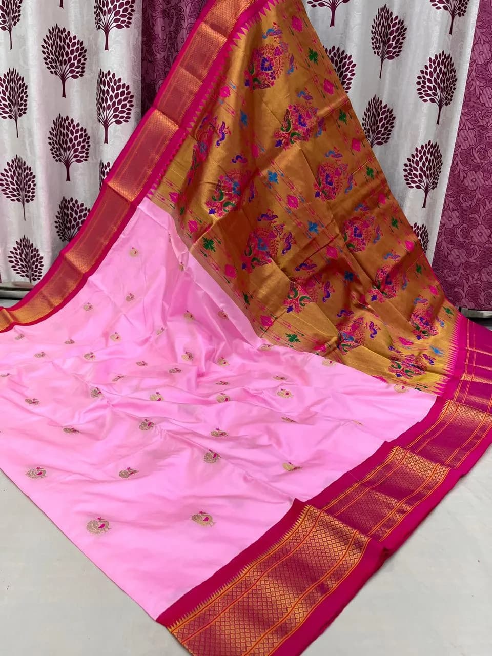 Kadiyal Paithani - Light Baby Pink