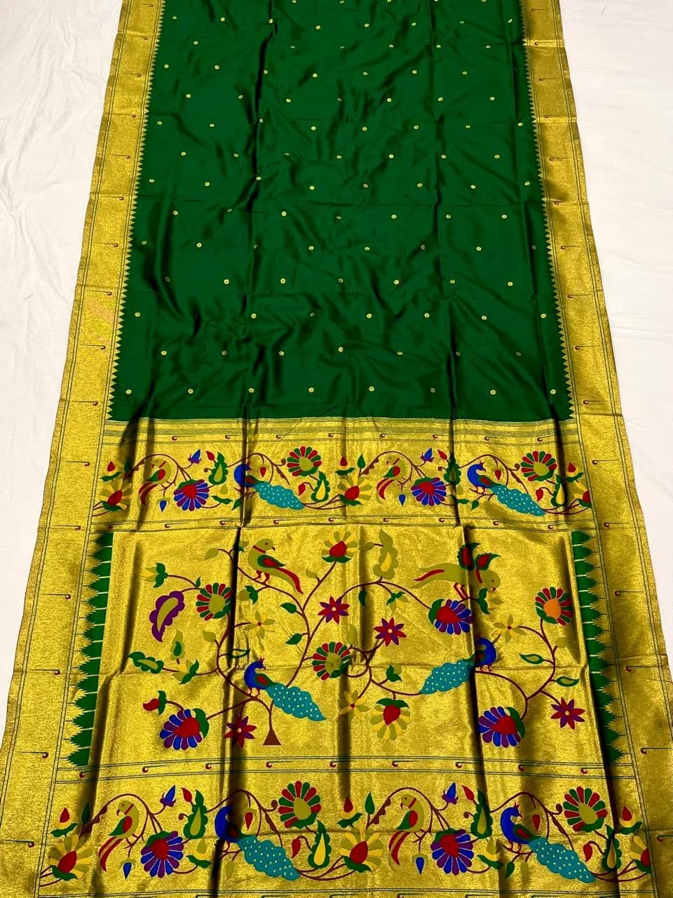 Muniya Paithani - Dark green